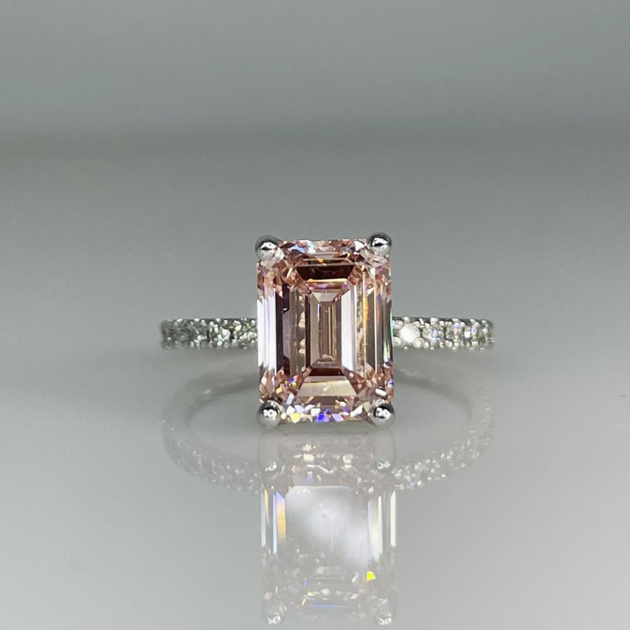 14K White Gold Lab Grown Pink Diamond Ring