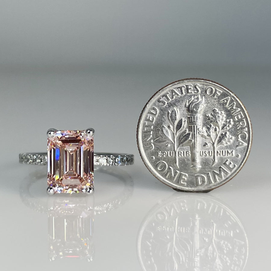 14K White Gold Lab Grown Pink Diamond Ring 3.00ct/0.40ct