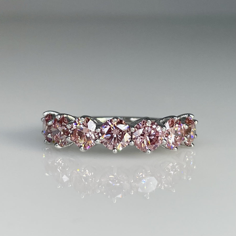 14K White Gold Lab Grown Pink Diamond 7 Stone Ring 2.64ct