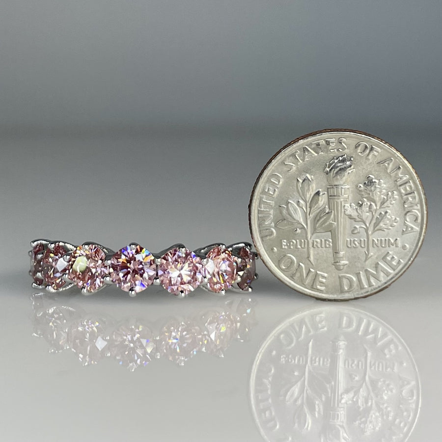 14K White Gold Lab Grown Pink Diamond 7 Stone Ring 2.64ct