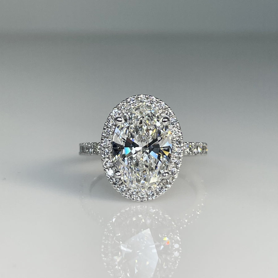 14K White Gold Oval Lab Grown Diamond Ring 3.02/0.60ct E/VS1