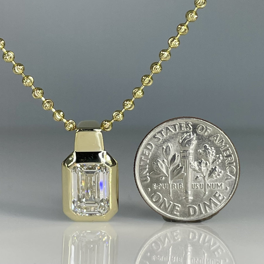 14K Yellow Gold Emerald Cut Lab Grown Diamond Necklace 3.08ct F/VVS2