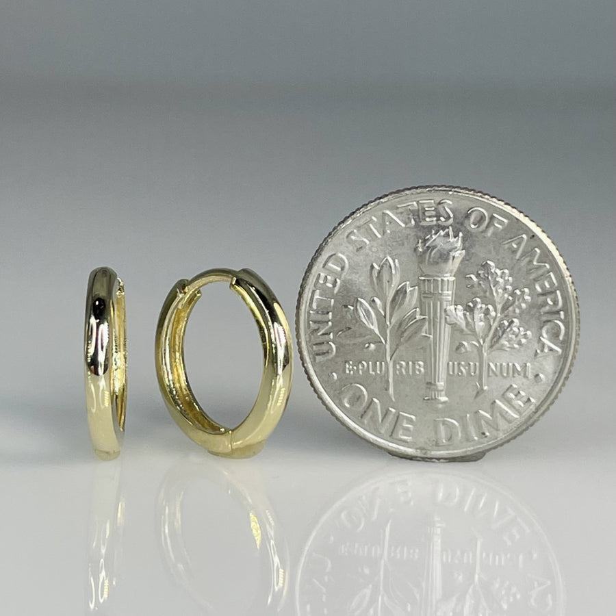 14K Yellow Gold Huggies 12mm