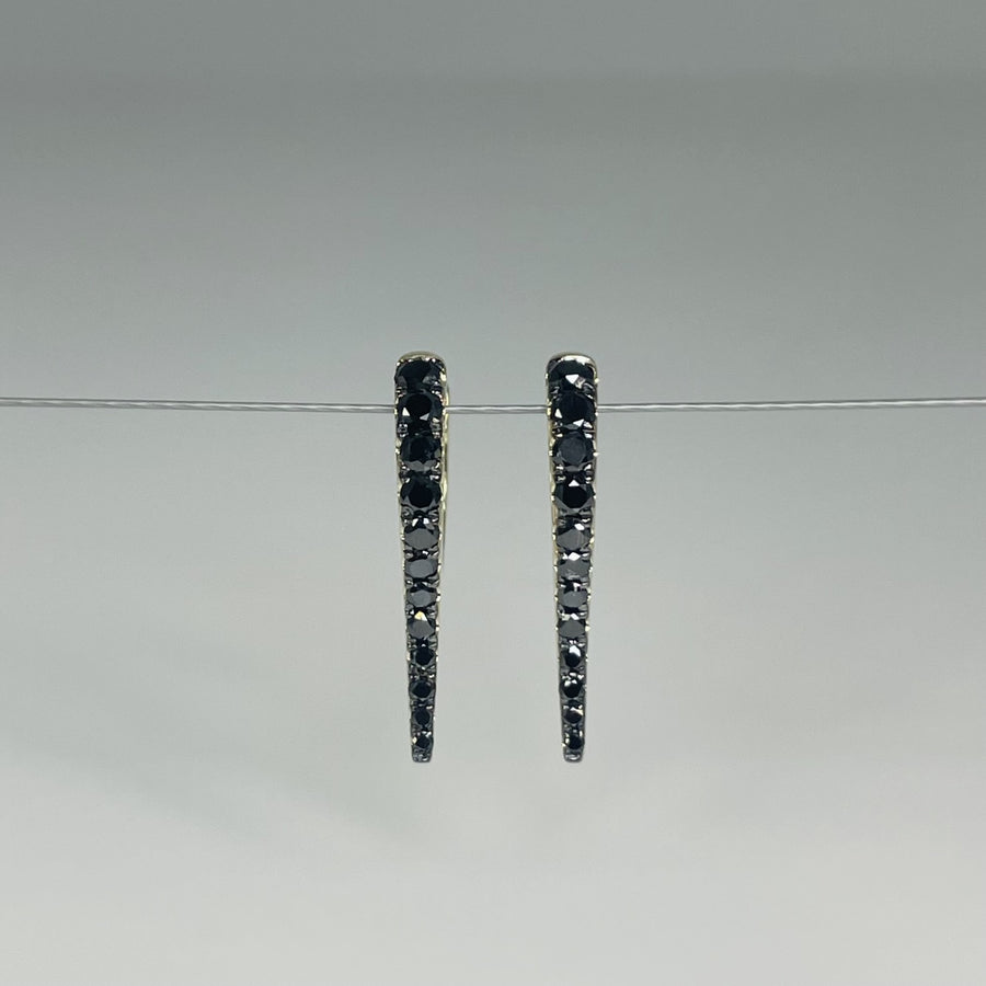 14K Yellow Gold Black Diamond Spike Drop Earrings 0.46ct