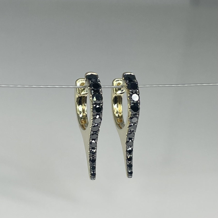 14K Yellow Gold Black Diamond Spike Drop Earrings 0.46ct