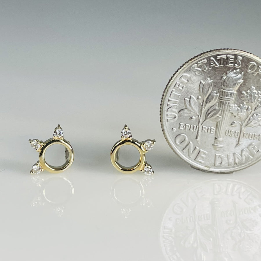 14K Yellow Gold Three Point Diamond Stud Earrings 0.06ct β KyleChanDesign