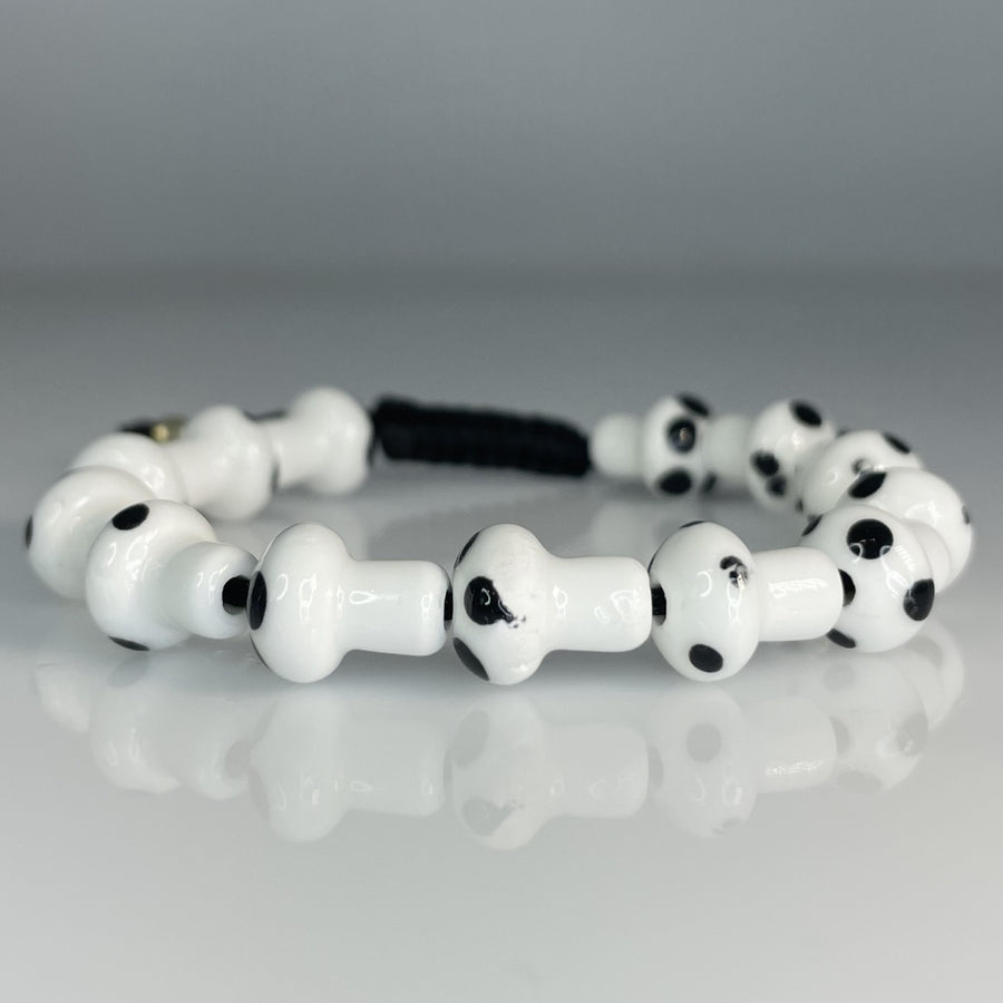 14K Yellow Gold Black and White Mushroom Bracelet