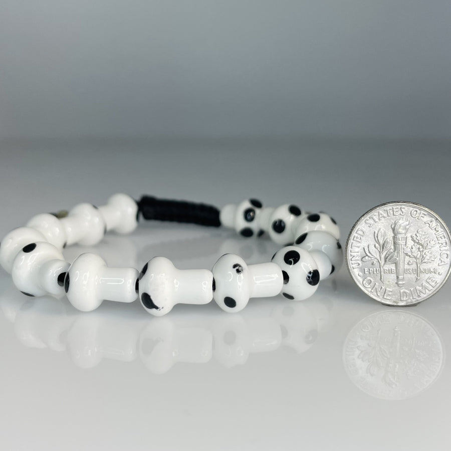 14K Yellow Gold Black and White Mushroom Bracelet