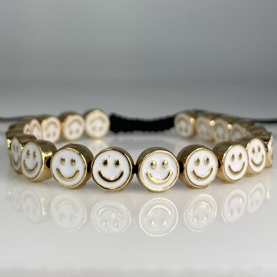 Gold Enamel Happy Face Bracelet