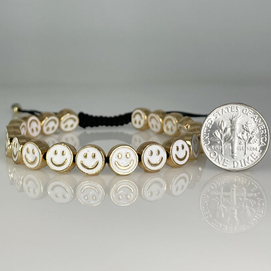 Gold Enamel Happy Face Bracelet