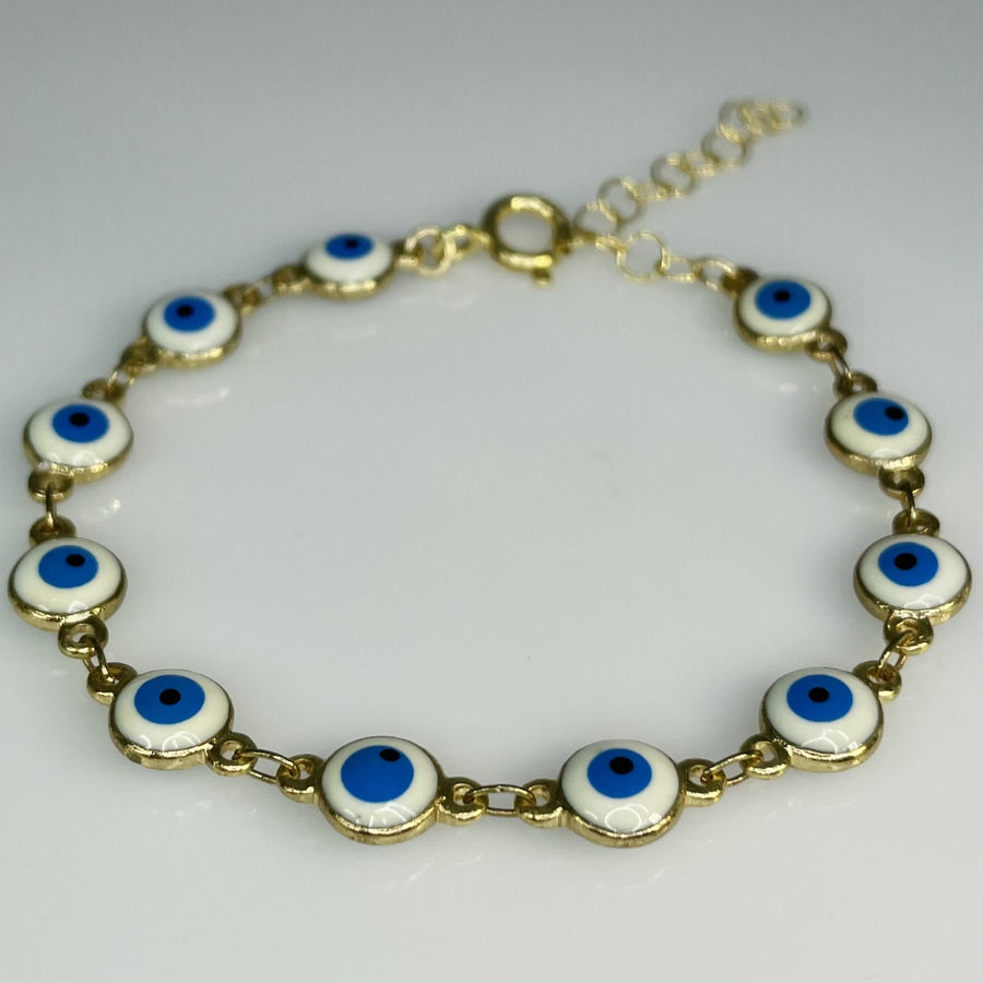 Blue and White Evil Eye Bracelet 7mm