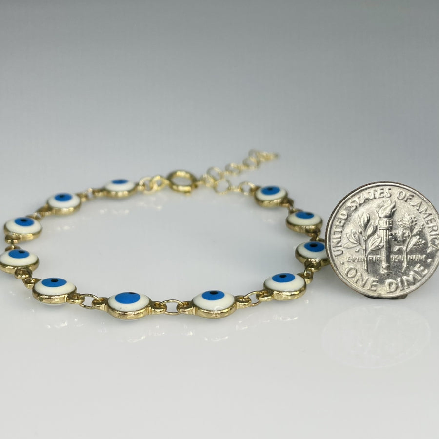 Blue and White Evil Eye Bracelet 7mm
