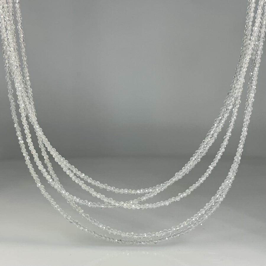 White Topaz Beaded Necklace 2mm