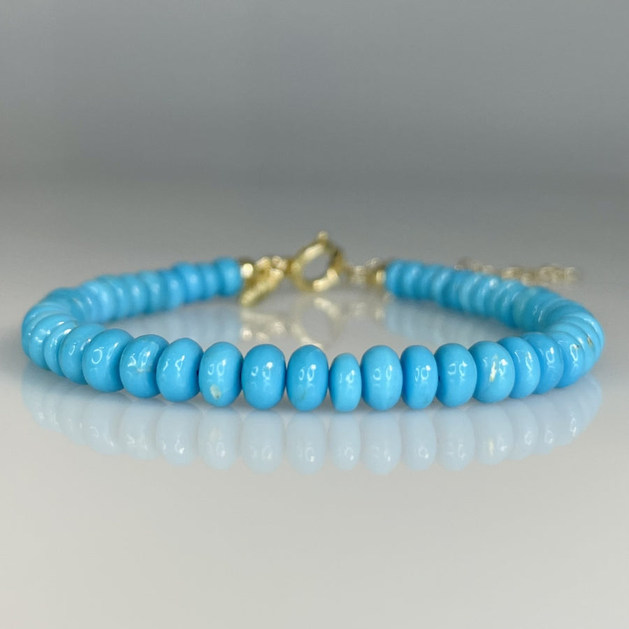 14K Yellow Gold Kingman Turquoise Bracelet 5mm