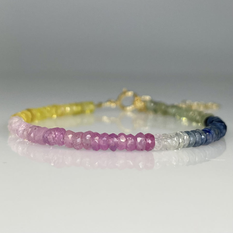 Colored Sapphire Beaded Bracelet 3mm