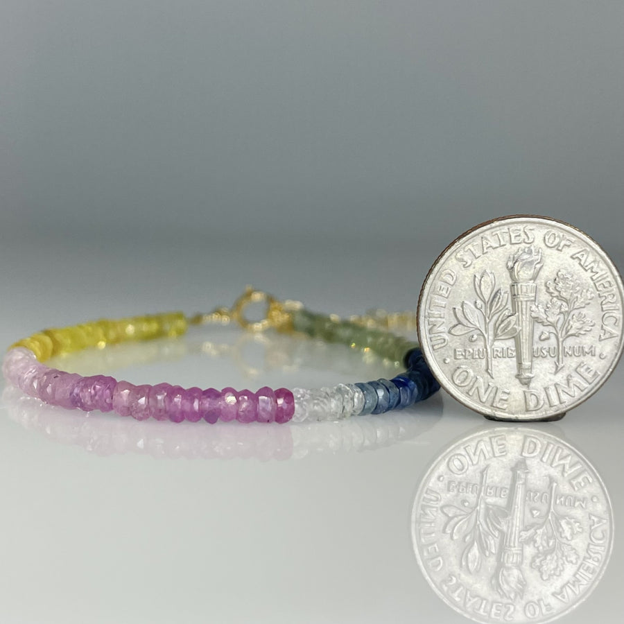 Colored Sapphire Beaded Bracelet 3mm