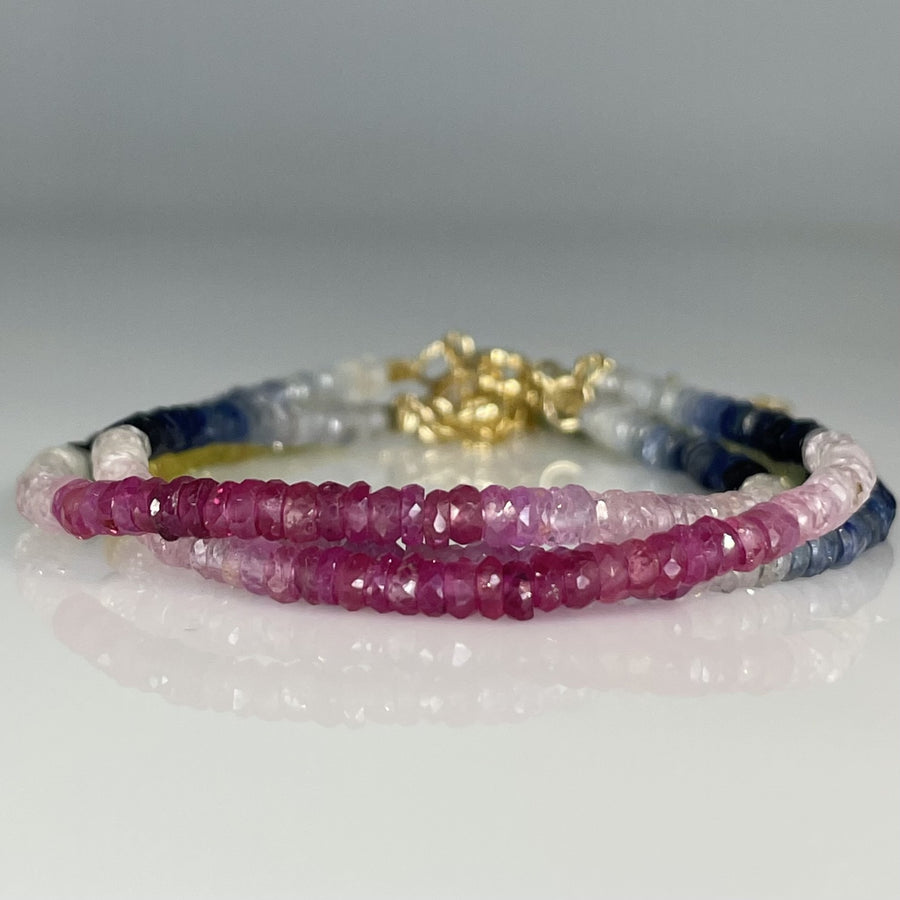 Colored Sapphire Beaded Bracelet 3mm
