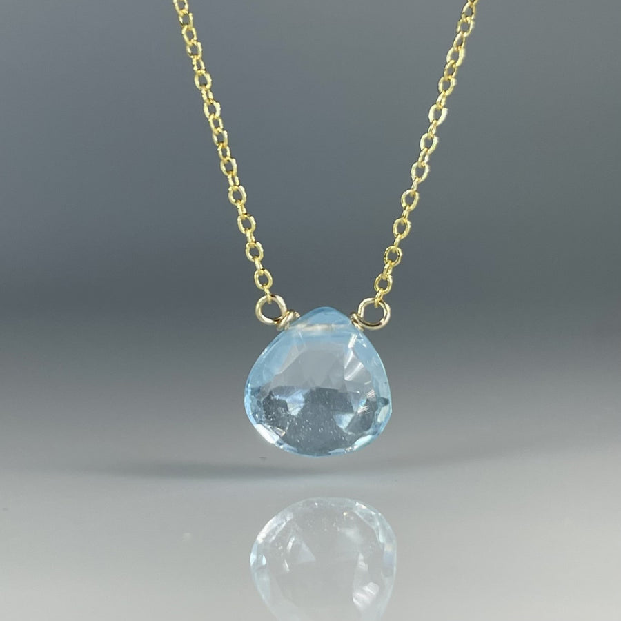 Blue Topaz Drop Necklace 9mm