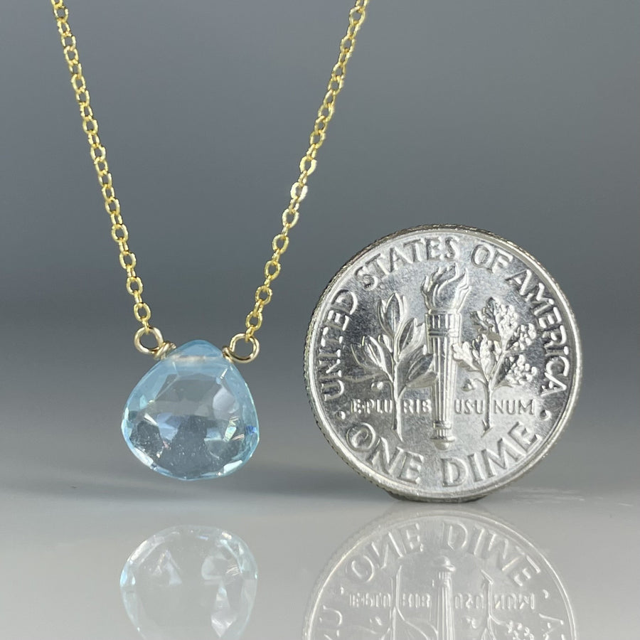 Blue Topaz Drop Necklace 9mm