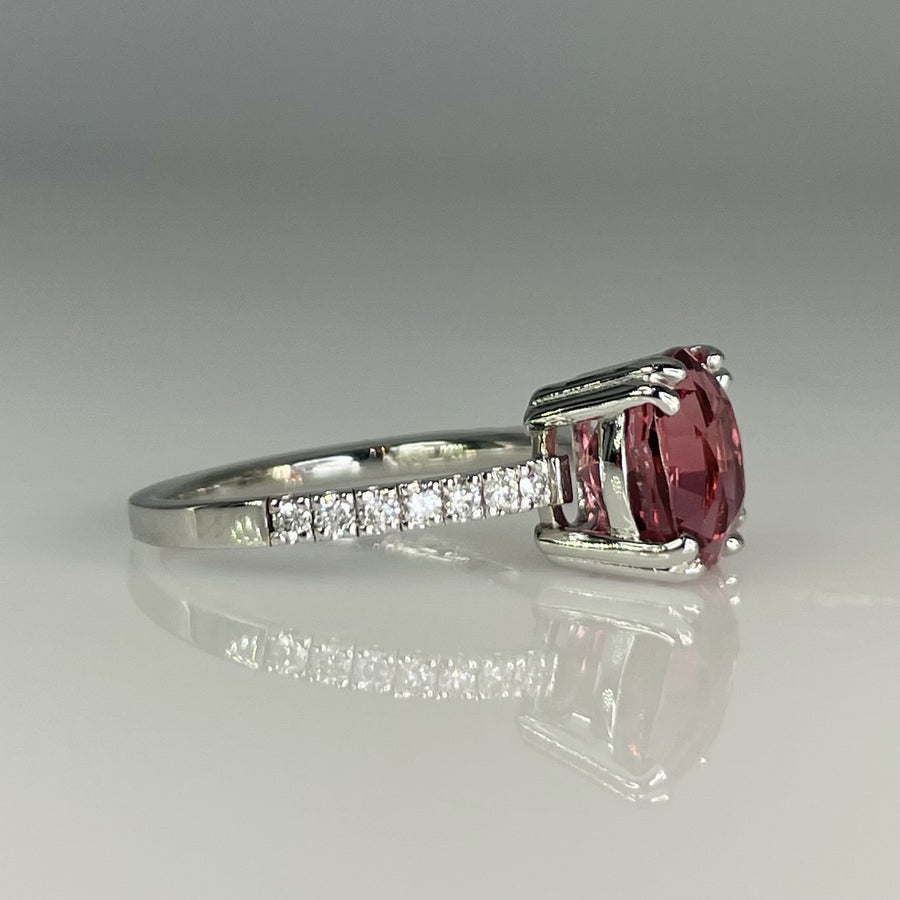 14K White Gold Pink Tourmaline & Diamond Ring 2.62/0.19ct
