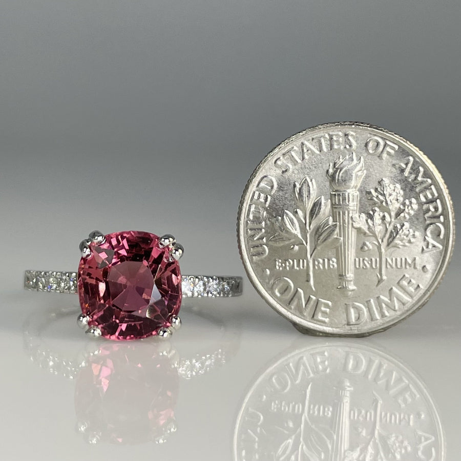 14K White Gold Pink Tourmaline & Diamond Ring 2.62/0.19ct