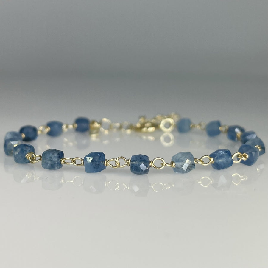 14K Yellow Gold Santa Maria Aquamarine Beaded Bracelet