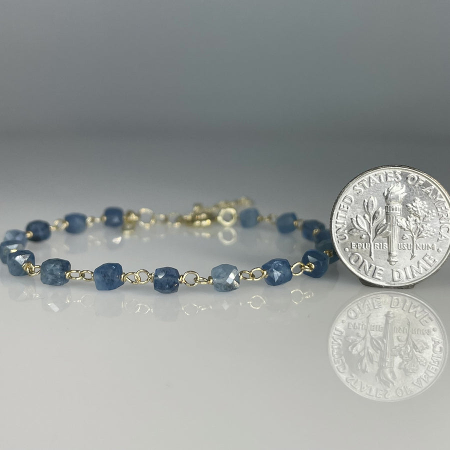 14K Yellow Gold Santa Maria Aquamarine Beaded Bracelet