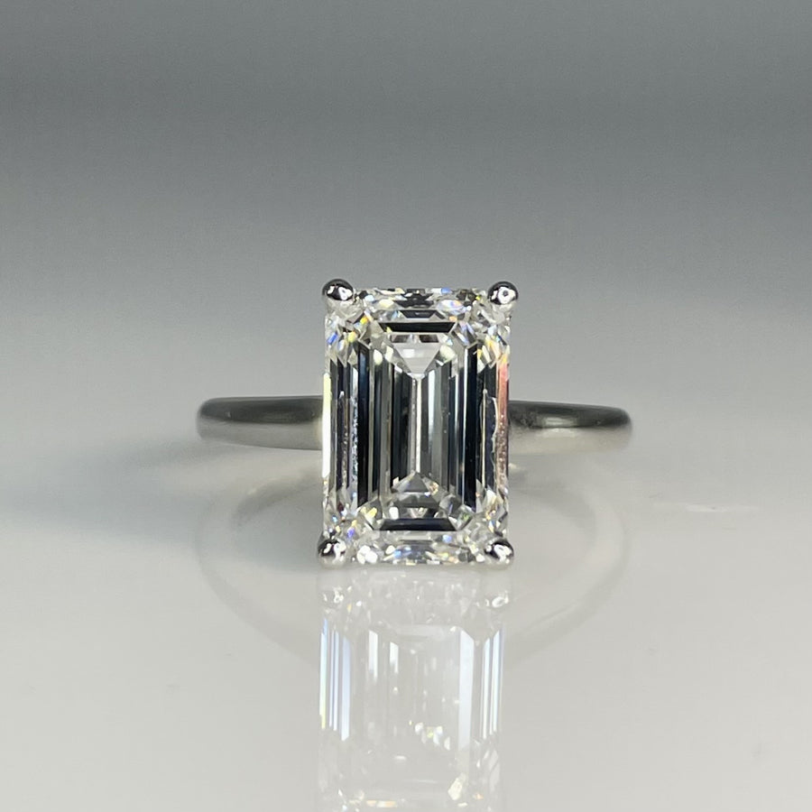 14K White Gold Emerald Cut Lab Grown Diamond 5.04ct F/VS1