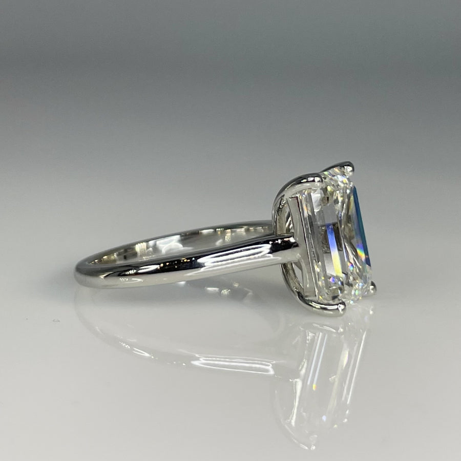 14K White Gold Emerald Cut Lab Grown Diamond 5.04ct F/VS1