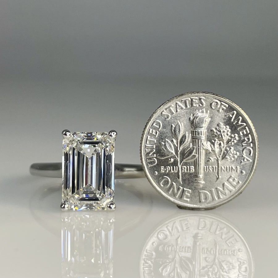 14K White Gold Emerald Cut Lab Grown Diamond 5.04ct F/VS1