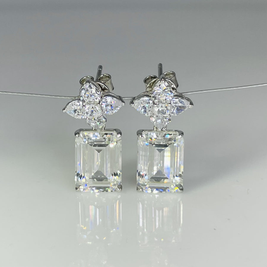 Silver Cubic Zirconia Dangle Earrings