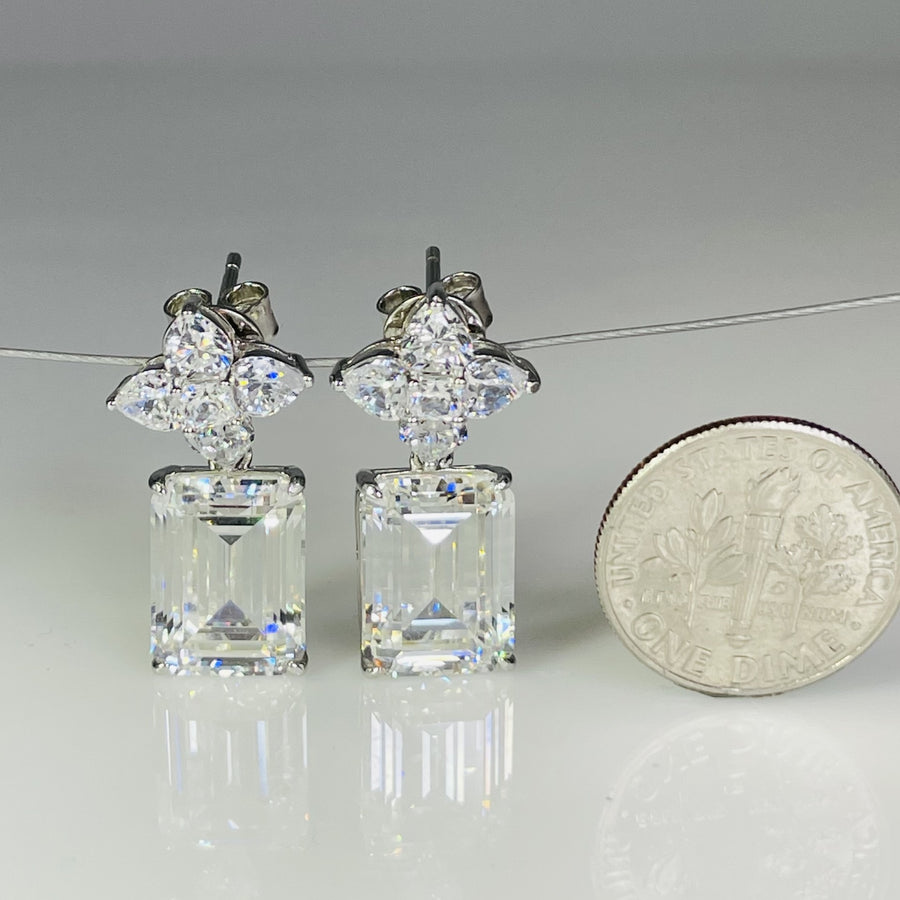 Designer Inspired - Cubic Zirconia Dangle Earrings In Rhodium Overlay Sterling Silver Silver Wt. 7.00 Gms 7698115 Designer Inspired - Cubic Zirconia Dangle Earrings In Rhodium Overlay Sterling Silver Silver Wt. 7.00 Gms 7698115