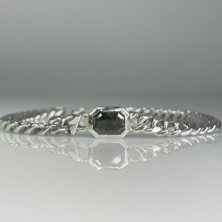 Sterling Silver Black Diamond Bezel Bracelet 2.28ct