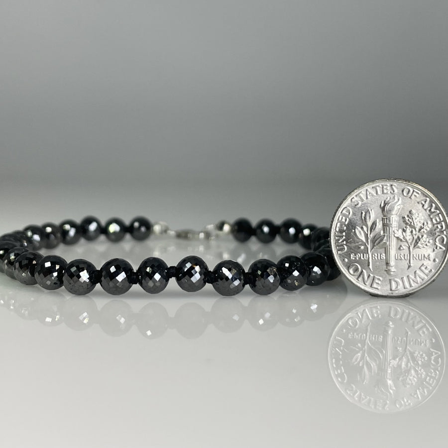 14K White Gold Beaded Black Diamond Bracelet 34ct