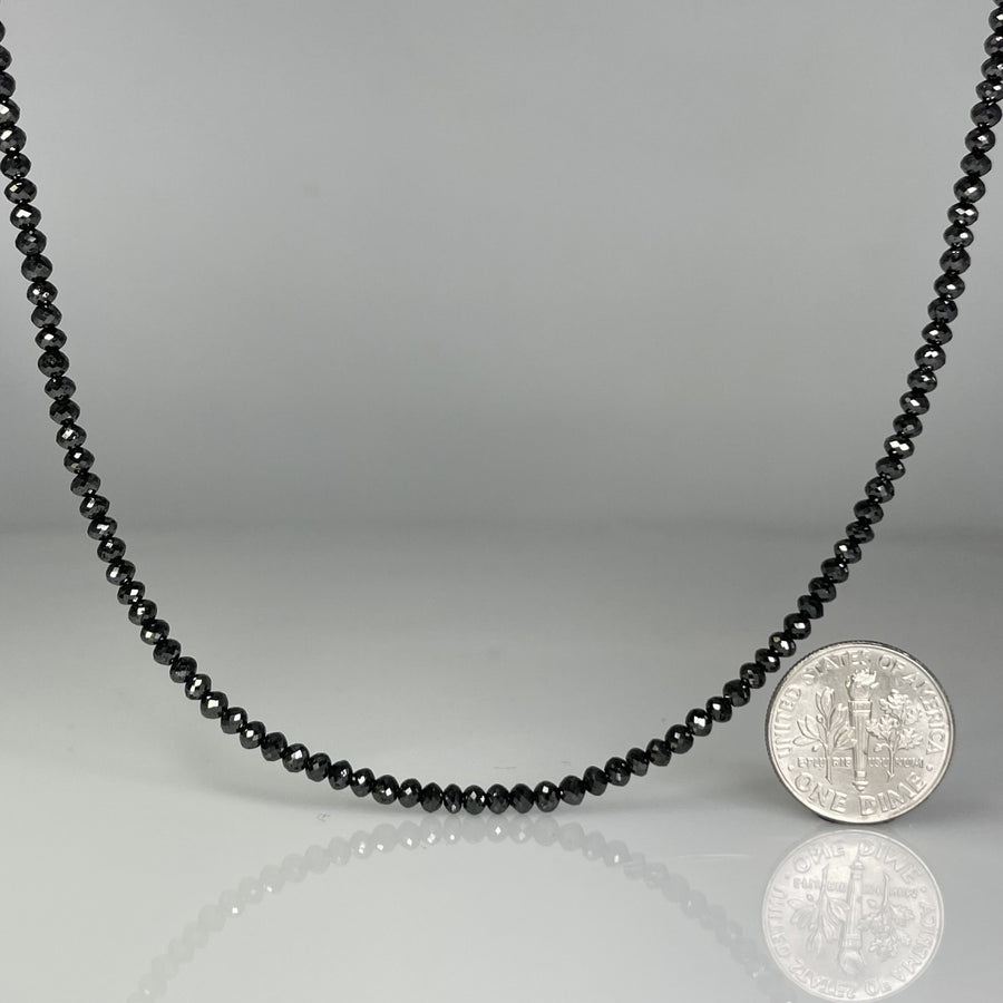 14K Yellow Gold Beaded Black Diamond Necklace 34ct