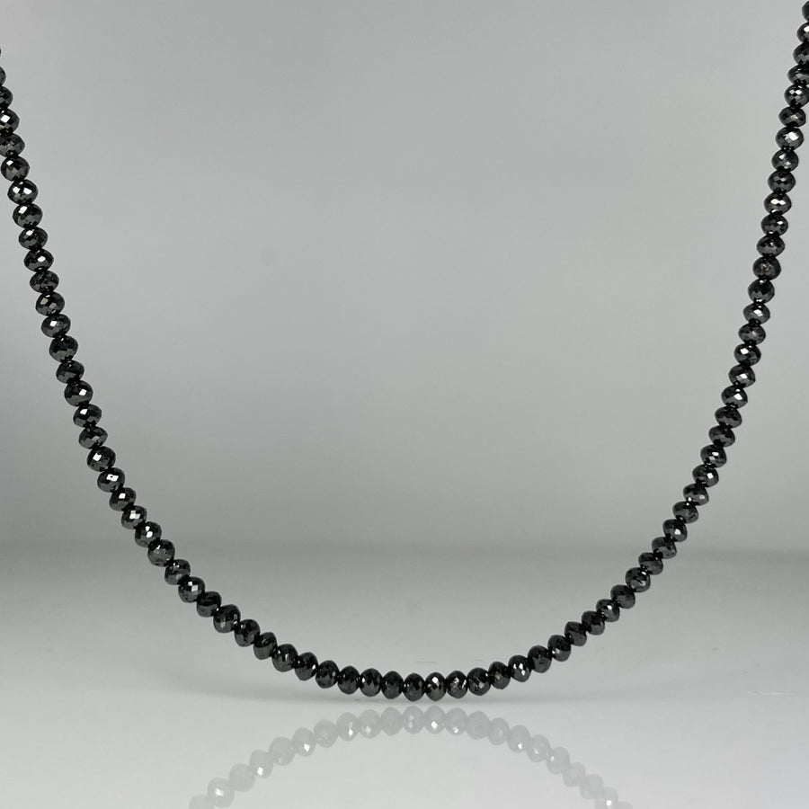 14K Yellow Gold Beaded Black Diamond Necklace 30ct