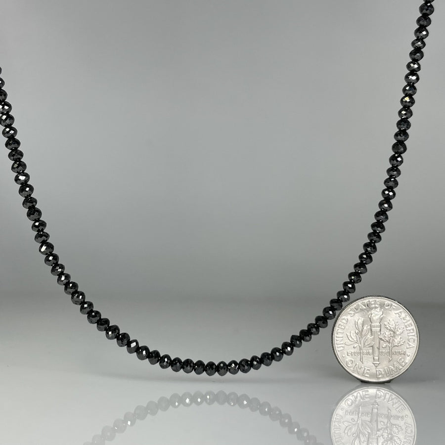 14K Yellow Gold Beaded Black Diamond Necklace 30ct