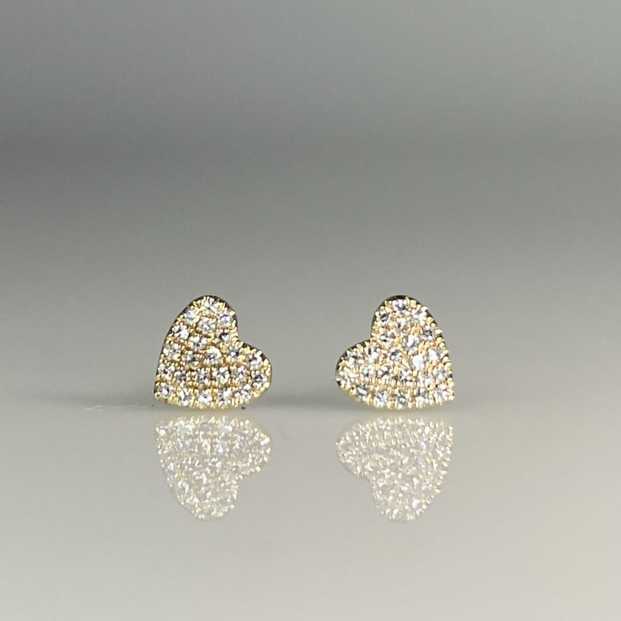 14K Yellow Gold Diamond Heart Earrings 0.10ct