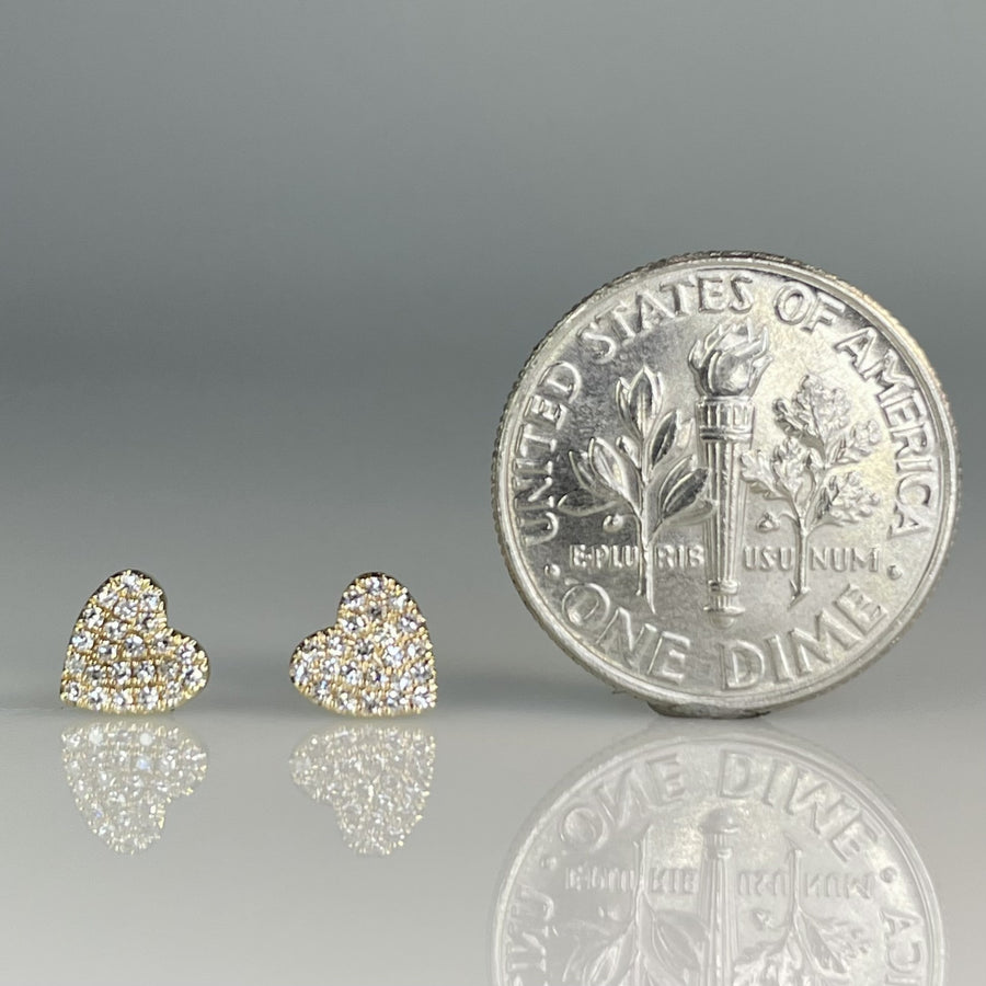 14K Yellow Gold Diamond Heart Earrings 0.10ct