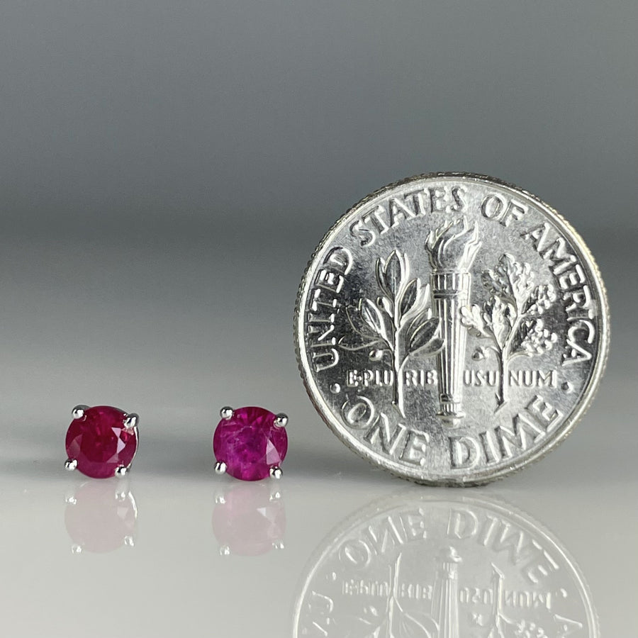 14K White Gold Ruby Stud Earrings 0.95ct