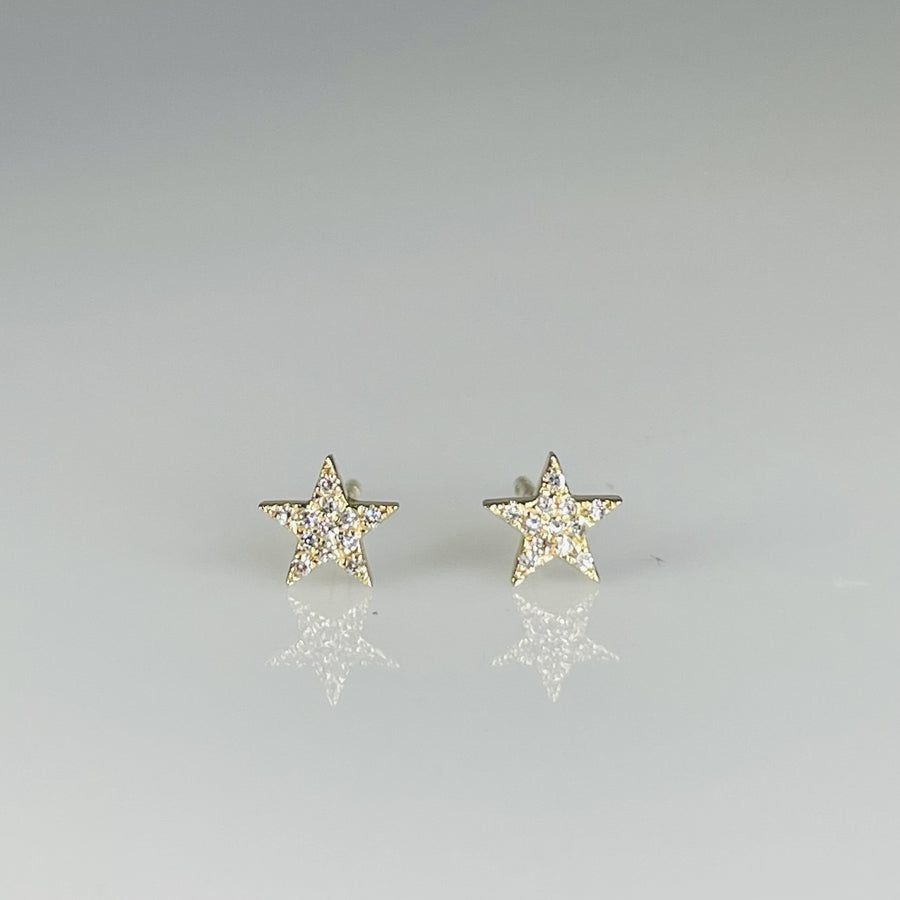 14K Yellow Gold Star Diamond Studs 0.05ct