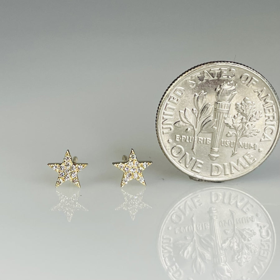 14K Yellow Gold Star Diamond Studs 0.05ct