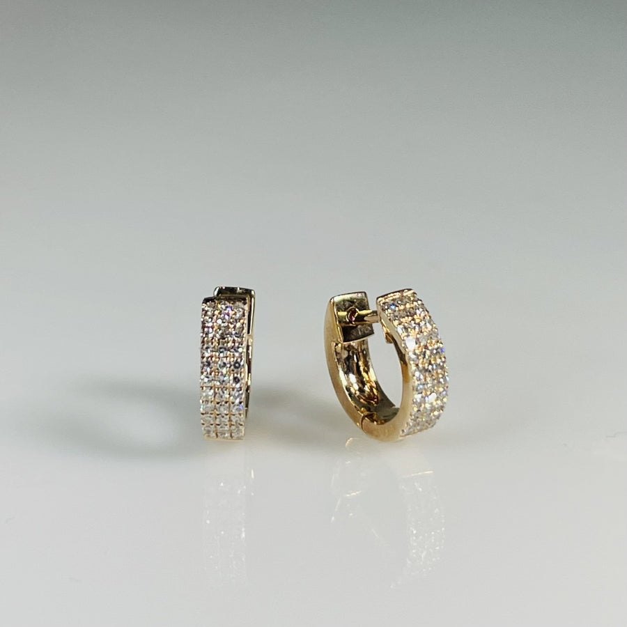 14K Rose Gold Triple Row Diamond Huggies 0.16ct