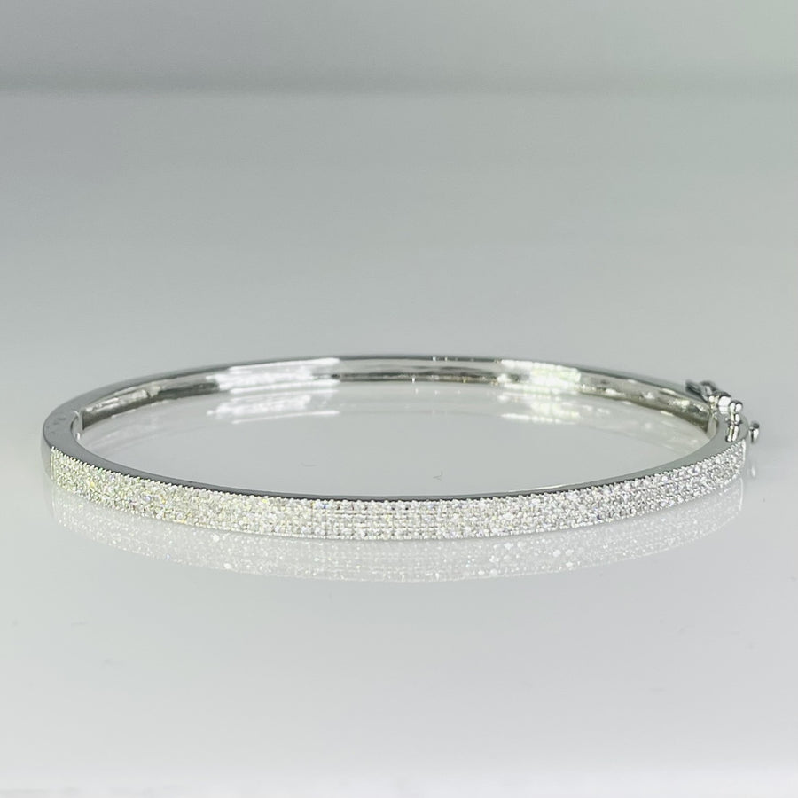 14K White Gold Natural Diamond Bangle 0.42ct