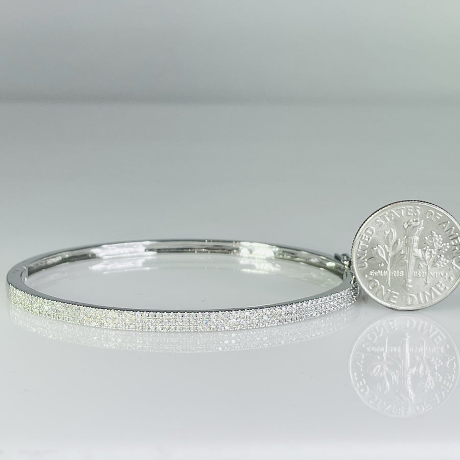 14K White Gold Natural Diamond Bangle 0.42ct