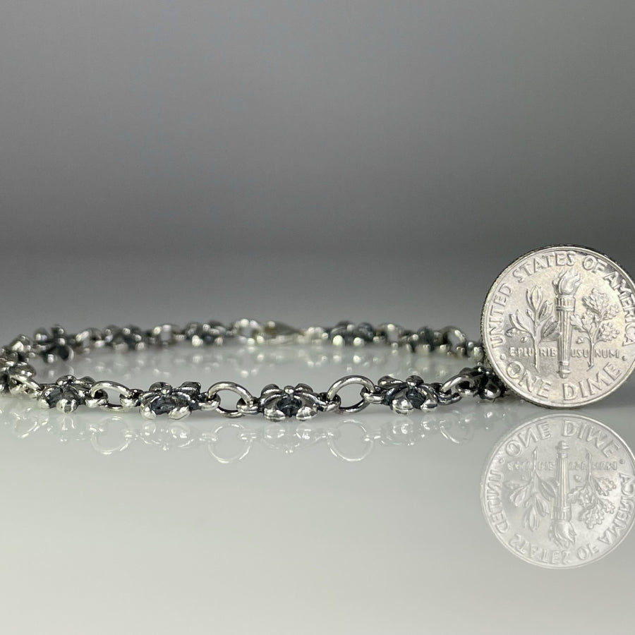 Sterling Silver Fleur De Lis Chain Bracelet 5mm