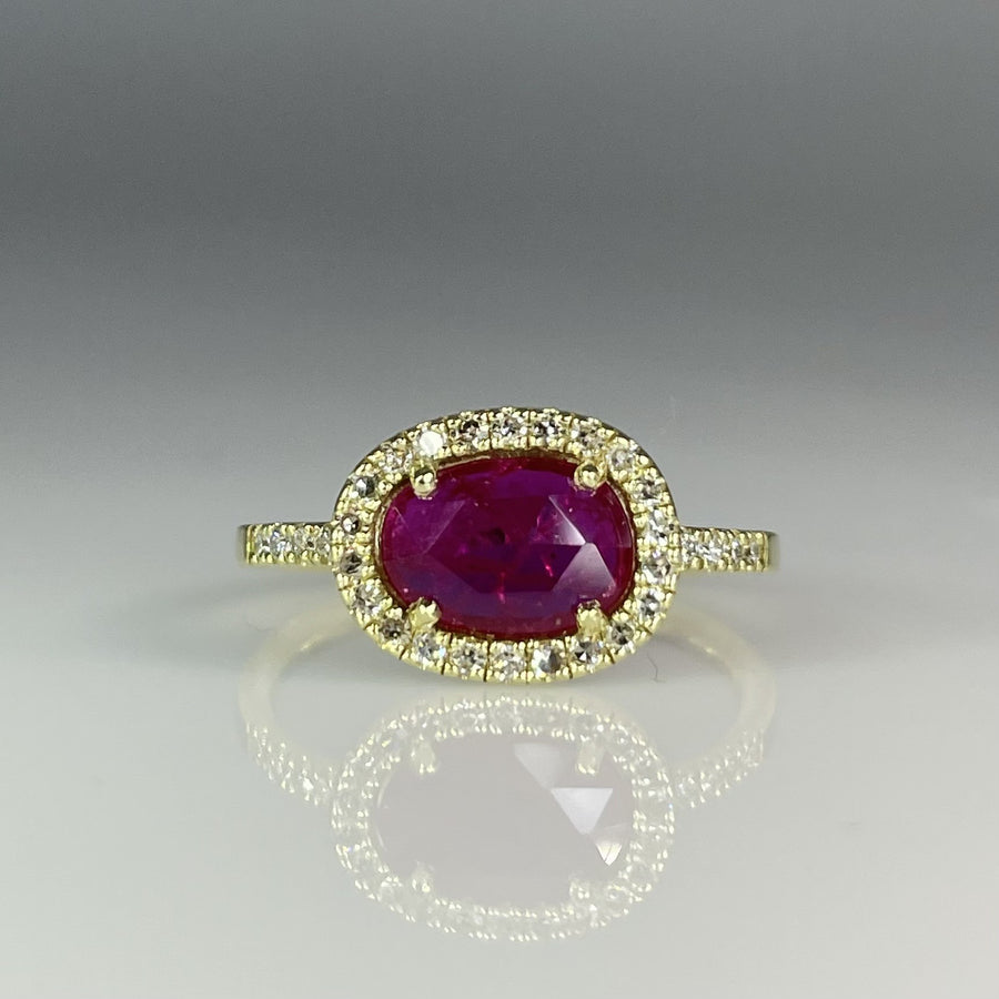 14K Yellow Gold Ruby and Diamond Ring 0.74/0.22ct