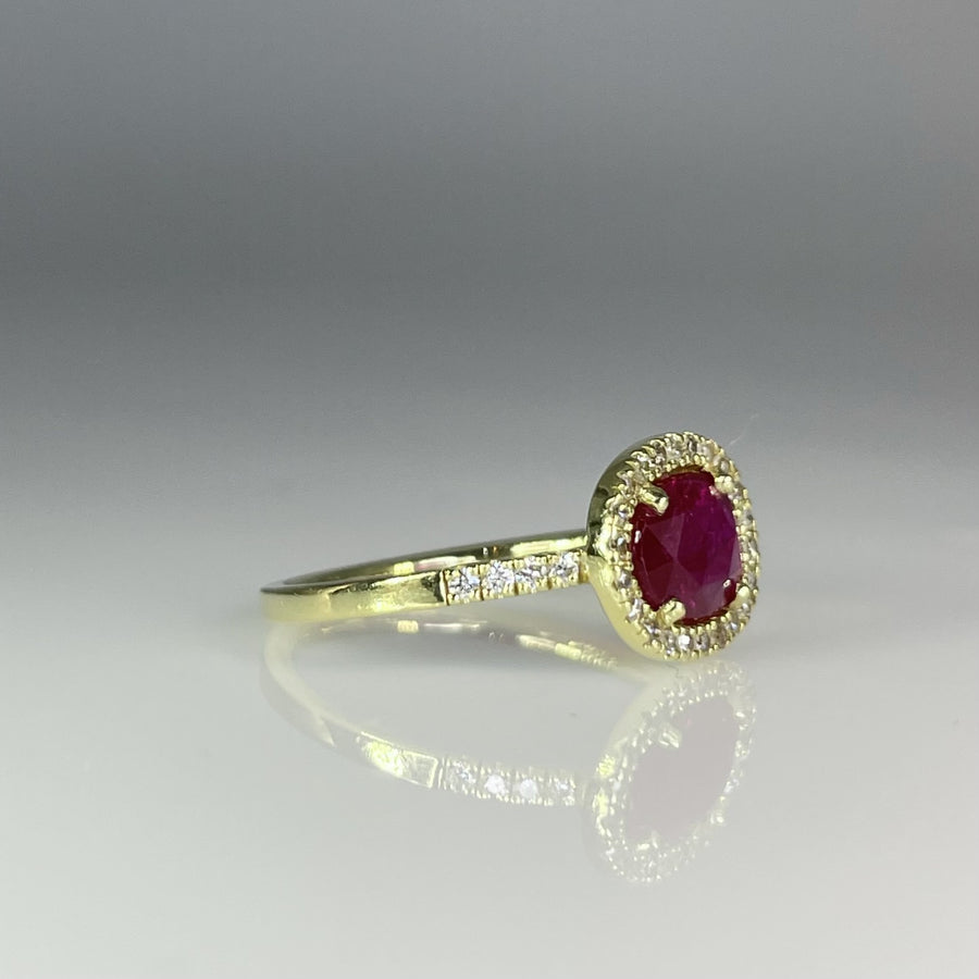14K Yellow Gold Ruby and Diamond Ring 0.74/0.22ct