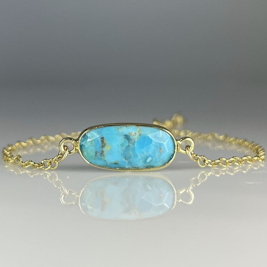 Turquoise Bezel Bracelet 8x22mm