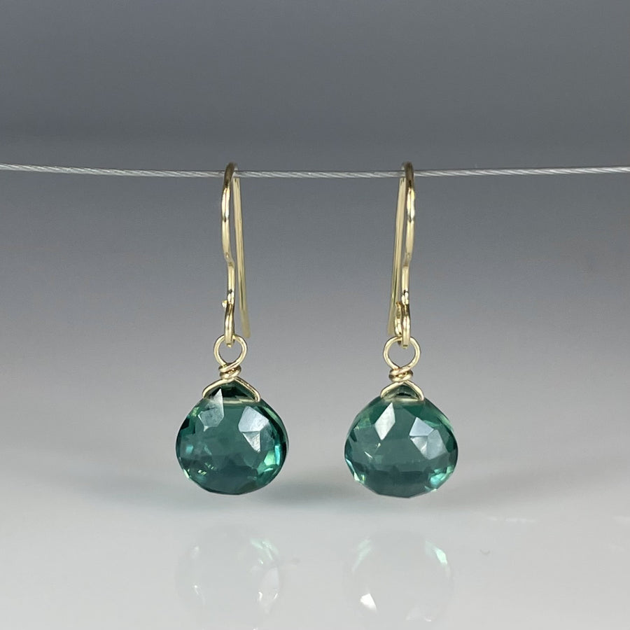 Emerald Hydro Quartz Drop Earrings 8mm